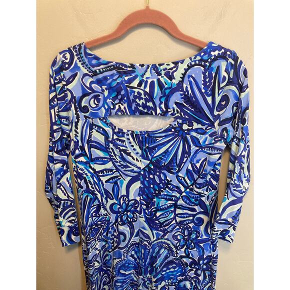 Lilly Pulitzer Hollee Blue Iris Midi Length Quarter Length Sleeve Blue Dress S - Picture 8 of 9